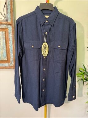 Backpacker cotton Navy Long-Sleeve Casual Button-Down Shirt NWT L